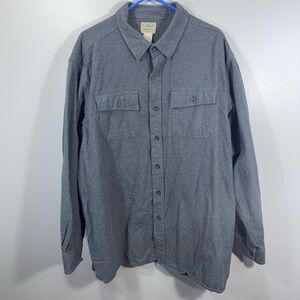 LL Bean Chamois Shirt Mens XXL Gray Traditional Fit Cotton Flannel Thick 187923
